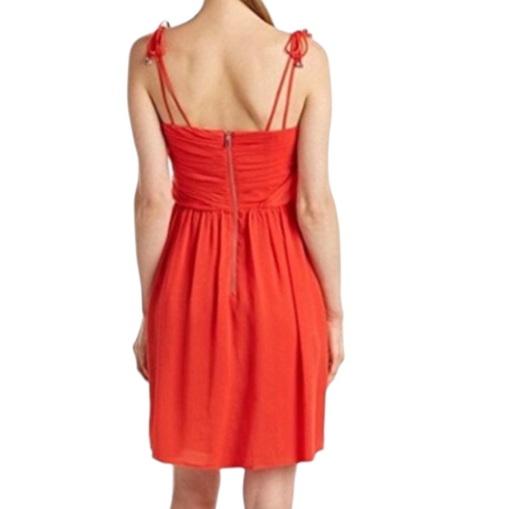 THE KOOPLES Crepon Chiffon Babydoll Sweetheart Neck Sleeveless Mini Dress Red, M - Picture 2 of 6